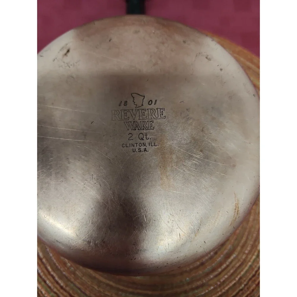 Vintage Revere Ware 1801 Copper Bottom Saucepan W Lid 2 Quart Made In The USA